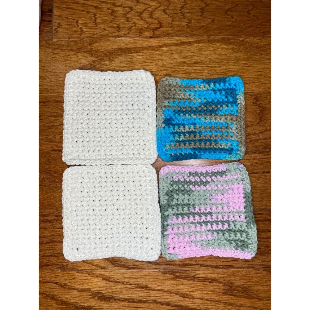 Set of 4 Handmade Crochet Face‎ Cloths